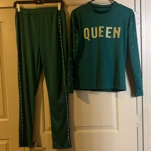 Two piece green pant set